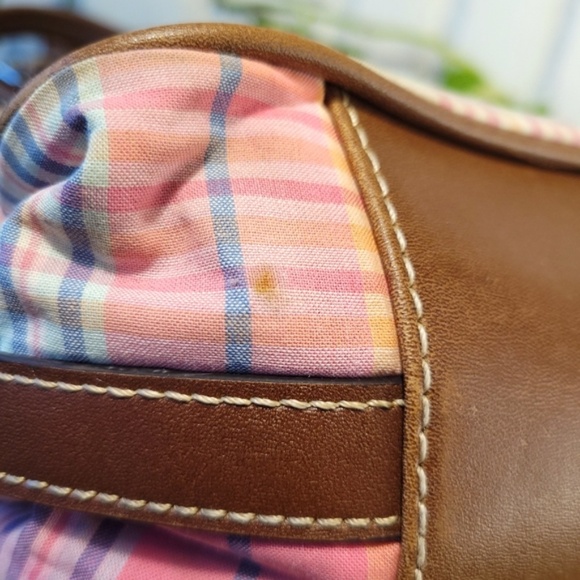 Chaps Bright Bay Pink Plaid Handbag - Picture 12 of 15